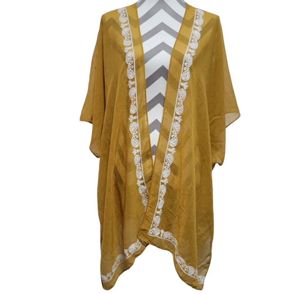 Janice Apparel Kimono Coverup Paisley Embroidered Western Boho Festival OS
